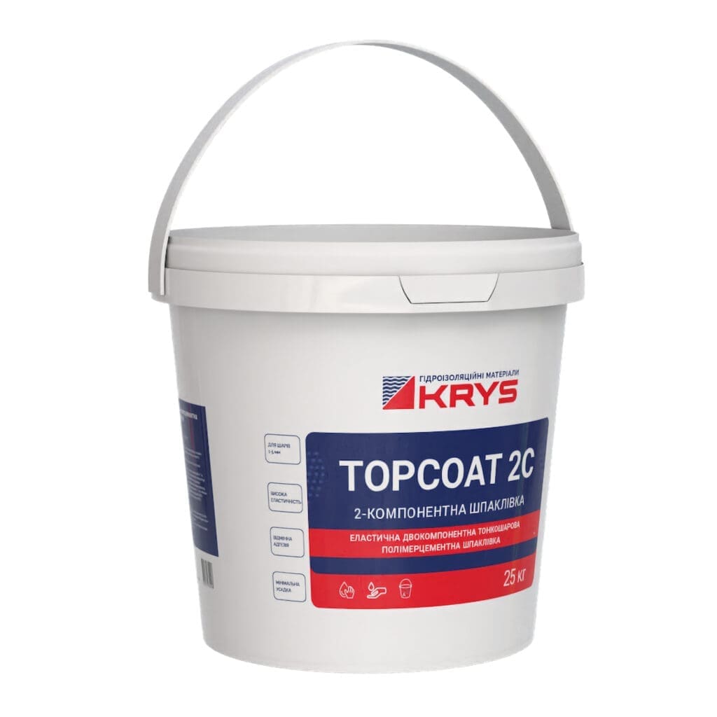 Відро з двокомпонентною полімерною шпаклювальною сумішшю KRYS Topcoat 2C