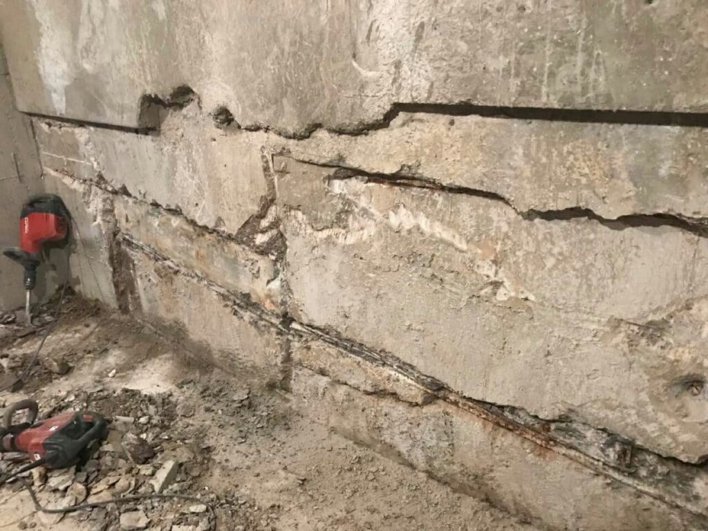 Демонтаж крихких елементів зі стін підвалу