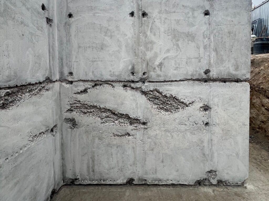 фото монолітного фундаменту з пошкодженою місцями поверхнею